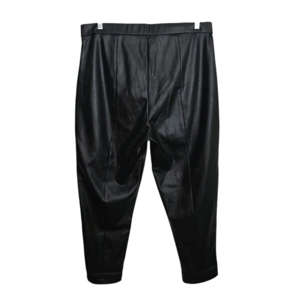 H by Halston Vegan Leather Black Cropped Ankle Pants XL - Picture 7 of 16